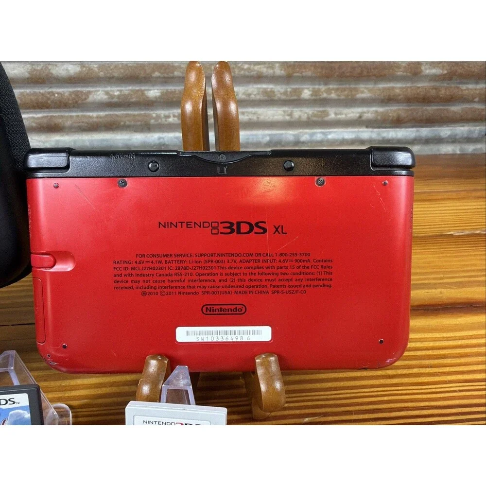 Nintendo 3DS XL Red Console Bundle Tested-New Power Cord-NICE